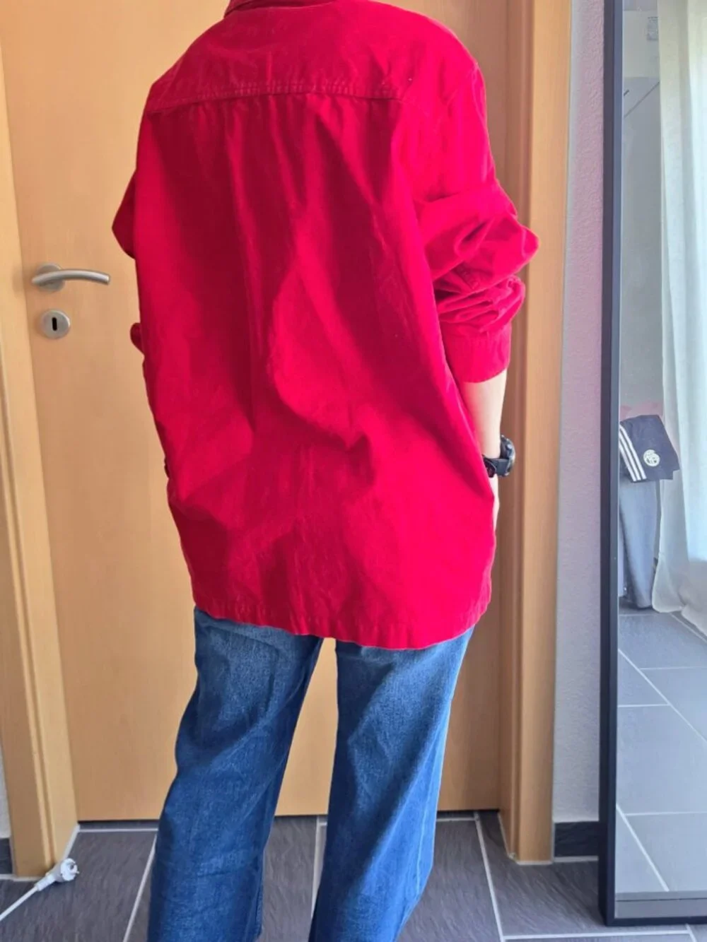 Calvin Klein Jeans Red Corduroy Button Down Shirt Jacket Shacket - Large